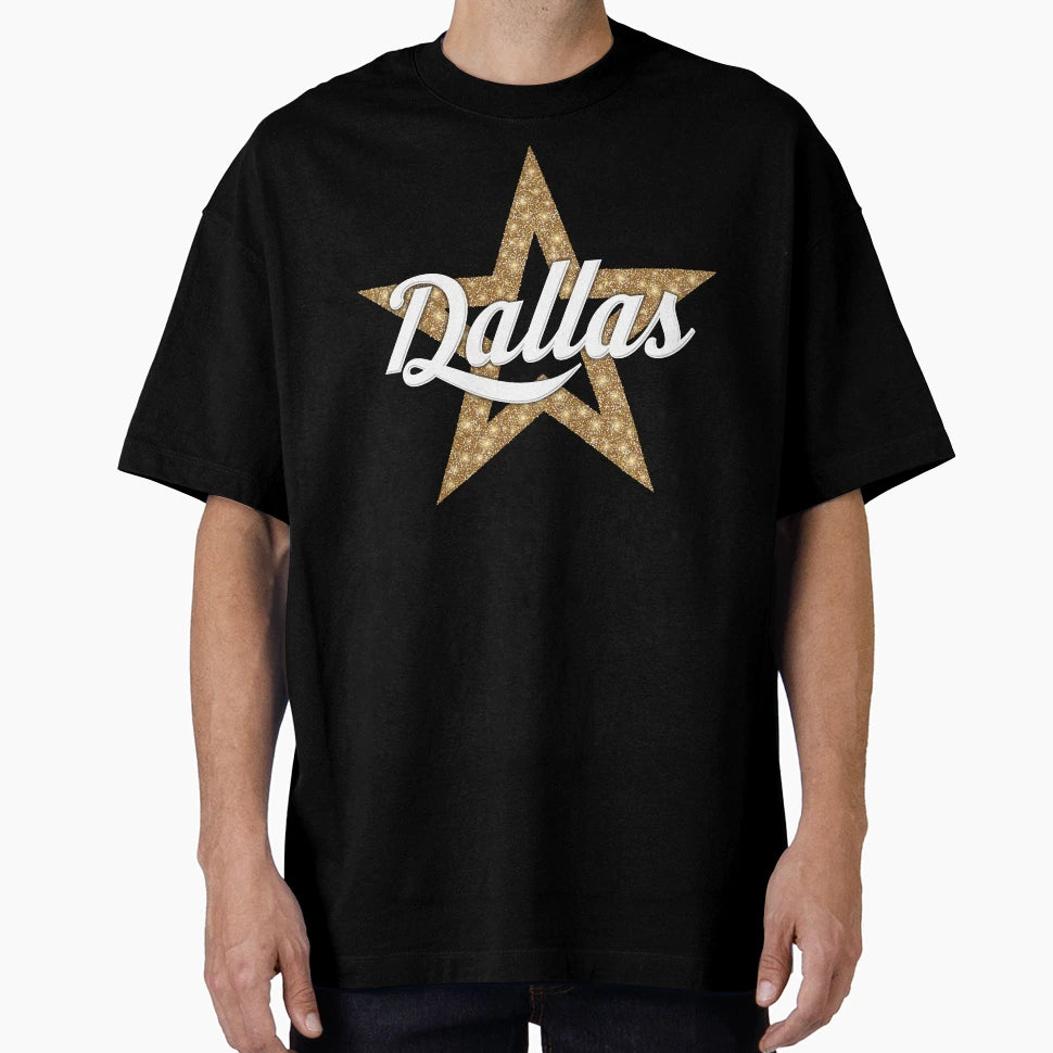 Dallas Script Star White Type T-Shirt - Custom Art Print Men Women - T-Shirt, Sweatshirt, Hoodie