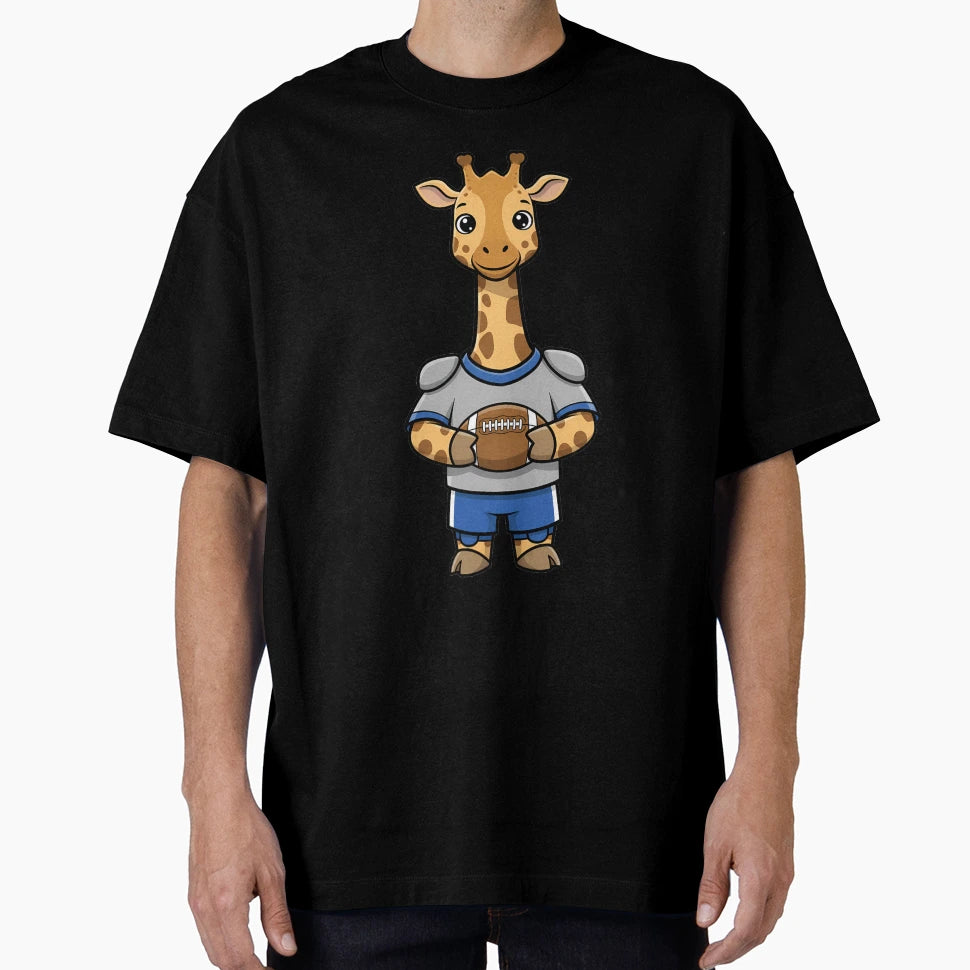 Cartoon Giraffe Football Player Sports T-Shirt - Custom Art Print Unisex - T-Shirt, Sweatshirt, Hoodie