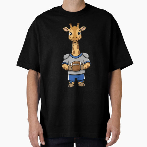 Cartoon Giraffe Football Player Sports T-Shirt - Custom Art Print Unisex - T-Shirt, Sweatshirt, Hoodie