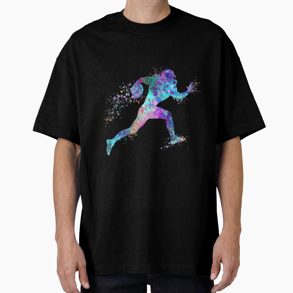 American Football Player Watercolor T-Shirt - Minimalist Print Men Women - T-Shirt, Sweatshirt, Hoodie