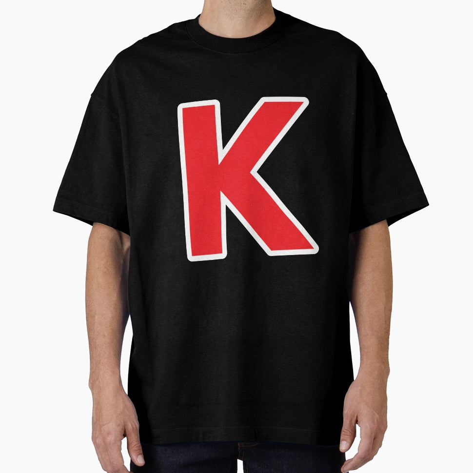 K Initial Letter K Red And White T-Shirt - Novelty Apparel Unisex - T-Shirt, Sweatshirt, Hoodie