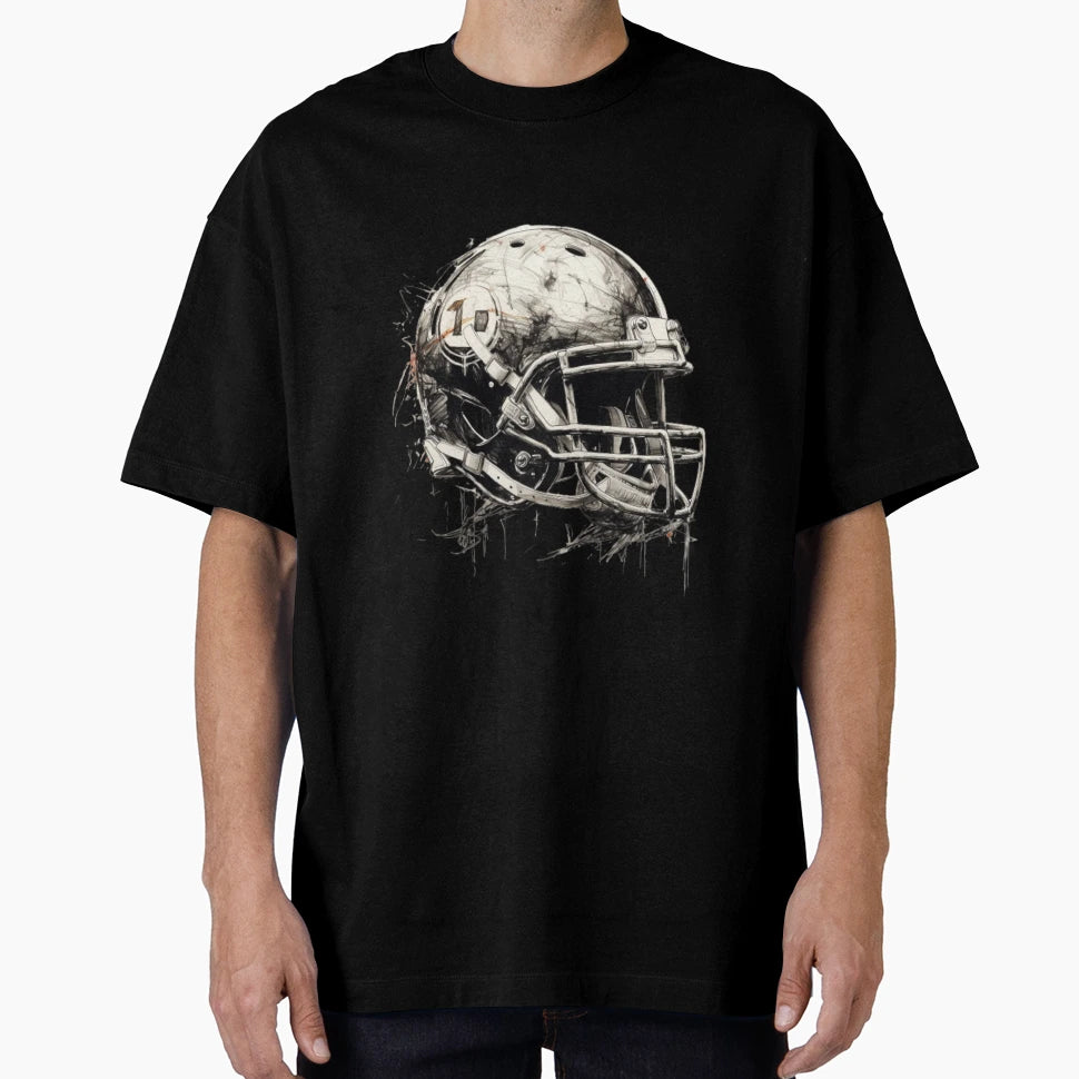 Drawing Helmet Football American T-Shirt - Custom Art Print for Adults - T-Shirt, Sweatshirt, Hoodie