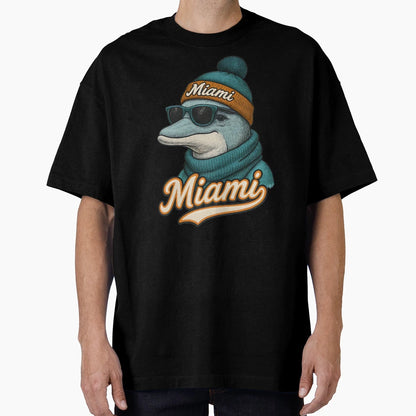Miami Dolphin Beanie Sunglasses T-Shirt - Aesthetic Graphic Men Women - T-Shirt, Sweatshirt, Hoodie