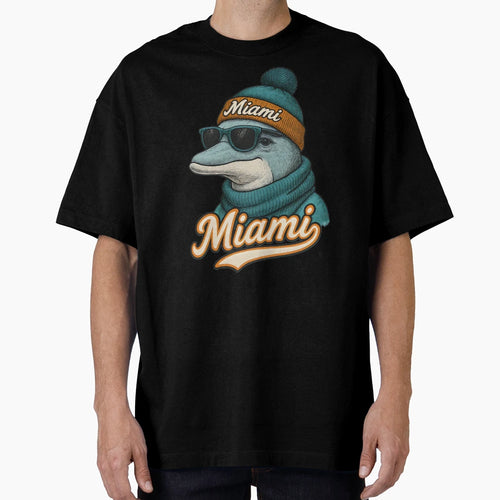 Miami Dolphin Beanie Sunglasses T-Shirt - Aesthetic Graphic Men Women - T-Shirt, Sweatshirt, Hoodie