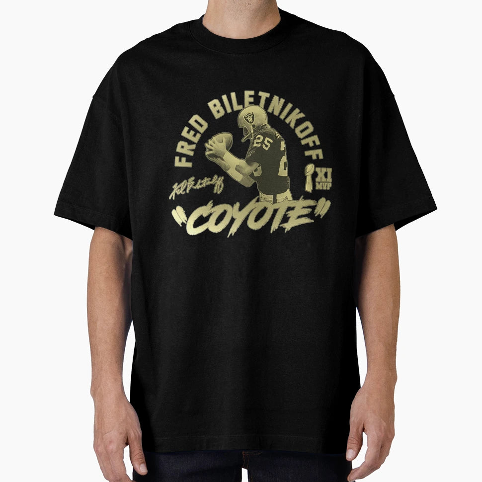 Raiders T Shirtcoyote Fred Biletnikoff T-Shirt - Novelty Apparel for Adults - T-Shirt, Sweatshirt, Hoodie