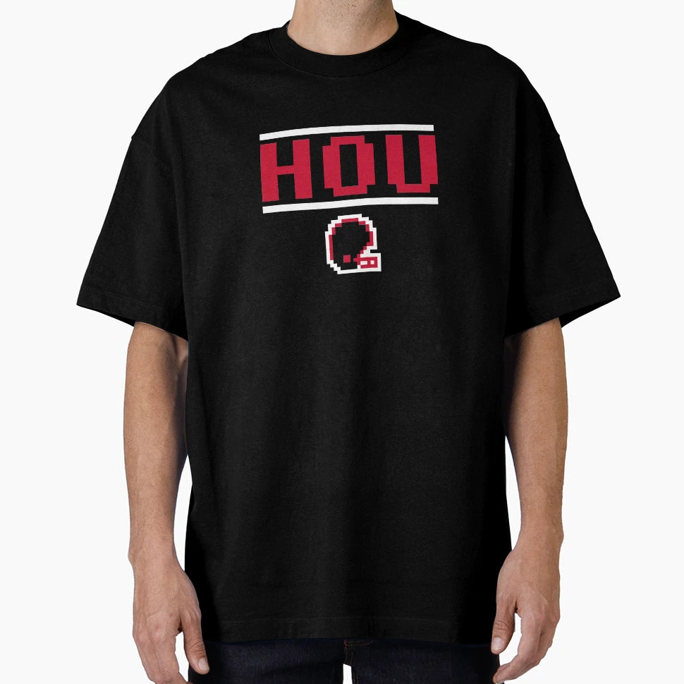 Houston Football 8 Bit Helmet T-Shirt - Custom Art Print Men Women - T-Shirt, Sweatshirt, Hoodie