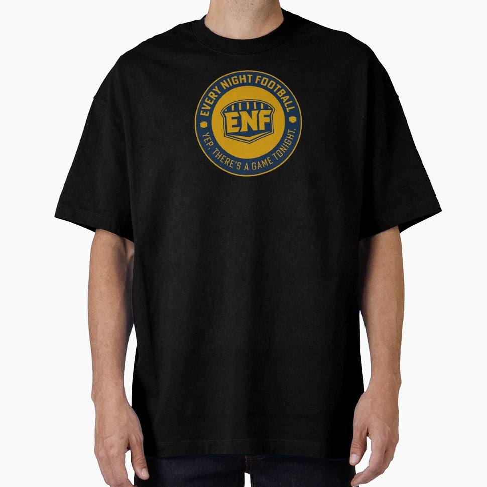 Every Night Football Circular Slogan Navy T-Shirt - Unique Graphic Unisex - T-Shirt, Sweatshirt, Hoodie