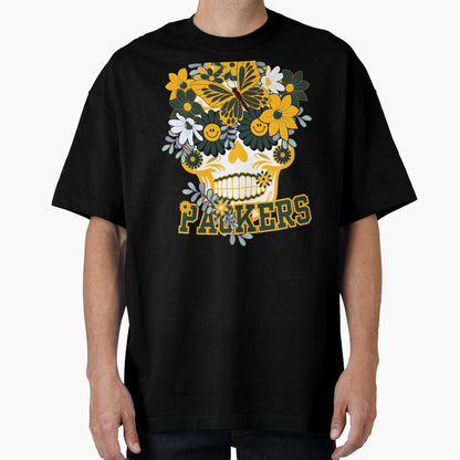 Green Bay Packers Scull T-Shirt - Novelty Apparel for Adults - T-Shirt, Sweatshirt, Hoodie