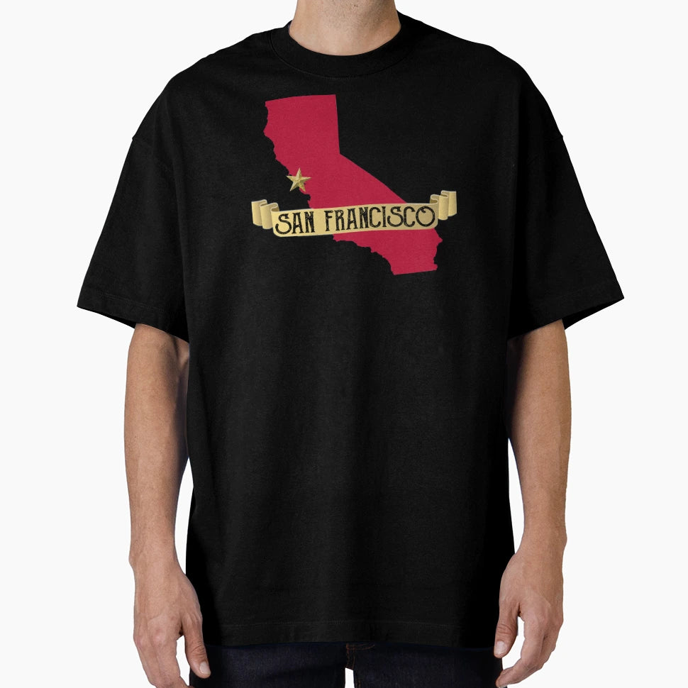 San Francisco California Red And Gold T-Shirt - Unique Graphic for Adults - T-Shirt, Sweatshirt, Hoodie