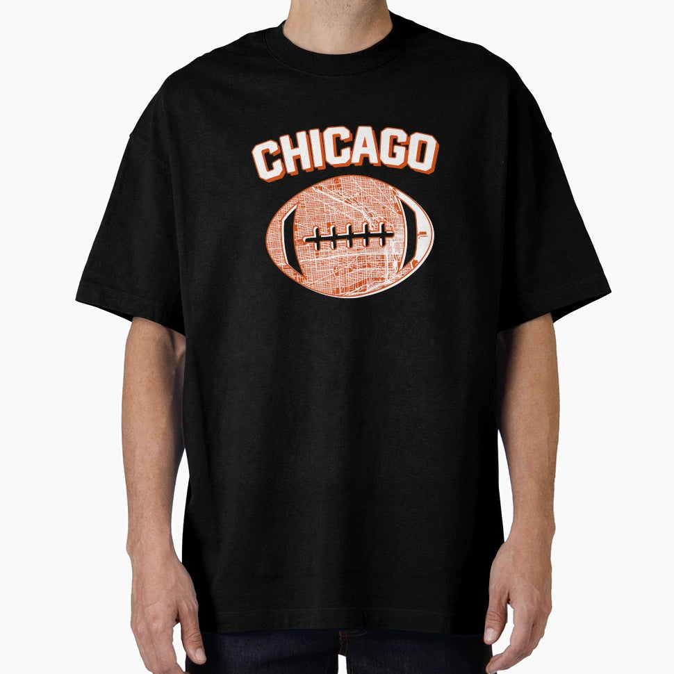 Chicago Football City Home Map T-Shirt - Graphic Print Unisex - T-Shirt, Sweatshirt, Hoodie