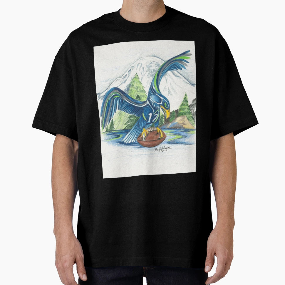 Mount Rainer And Seahawk T-Shirt - Fun Novelty Design for Adults - T-Shirt, Sweatshirt, Hoodie