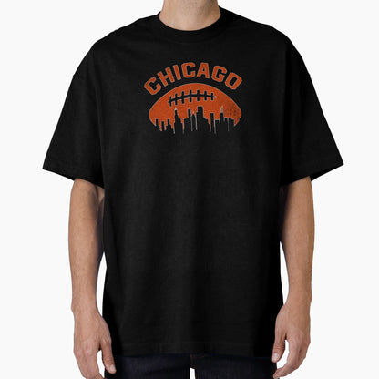 Chicago Illinois Cityscape Football T-Shirt - Unique Graphic for Adults - T-Shirt, Sweatshirt, Hoodie