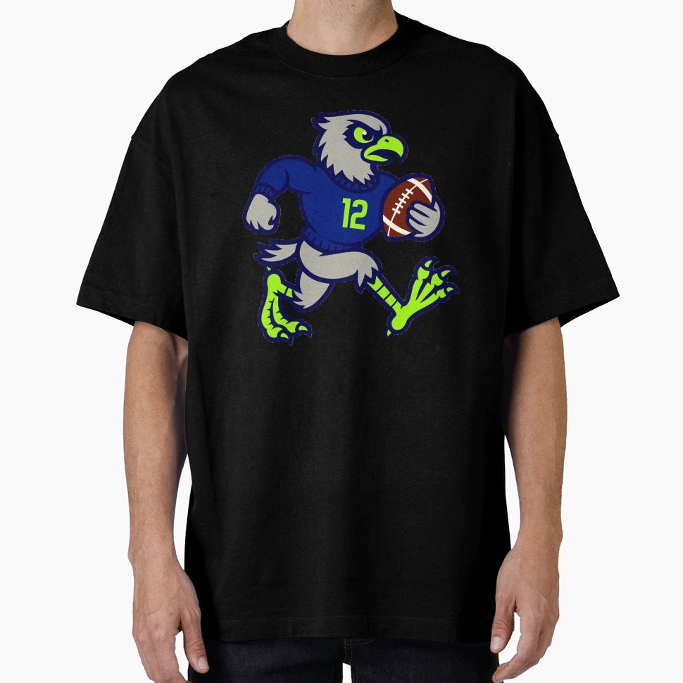 Seahawk Cartoon Mascot T-Shirt - Aesthetic Graphic for Adults - T-Shirt, Sweatshirt, Hoodie