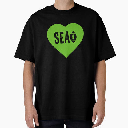I Love Seattle Football Heart Sea T-Shirt - Minimalist Print Men Women - T-Shirt, Sweatshirt, Hoodie