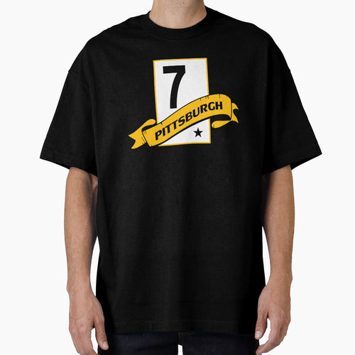Pittsburgh 7 Banner Emblem White T-Shirt - Novelty Apparel for Adults - T-Shirt, Sweatshirt, Hoodie
