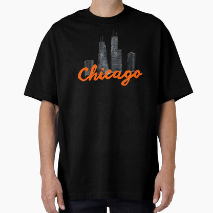 Chicago Skyline Ink And Watercolor T-Shirt - Custom Art Print Unisex - T-Shirt, Sweatshirt, Hoodie