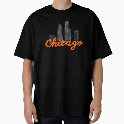 Chicago Skyline Ink And Watercolor T-Shirt - Custom Art Print Unisex - T-Shirt, Sweatshirt, Hoodie