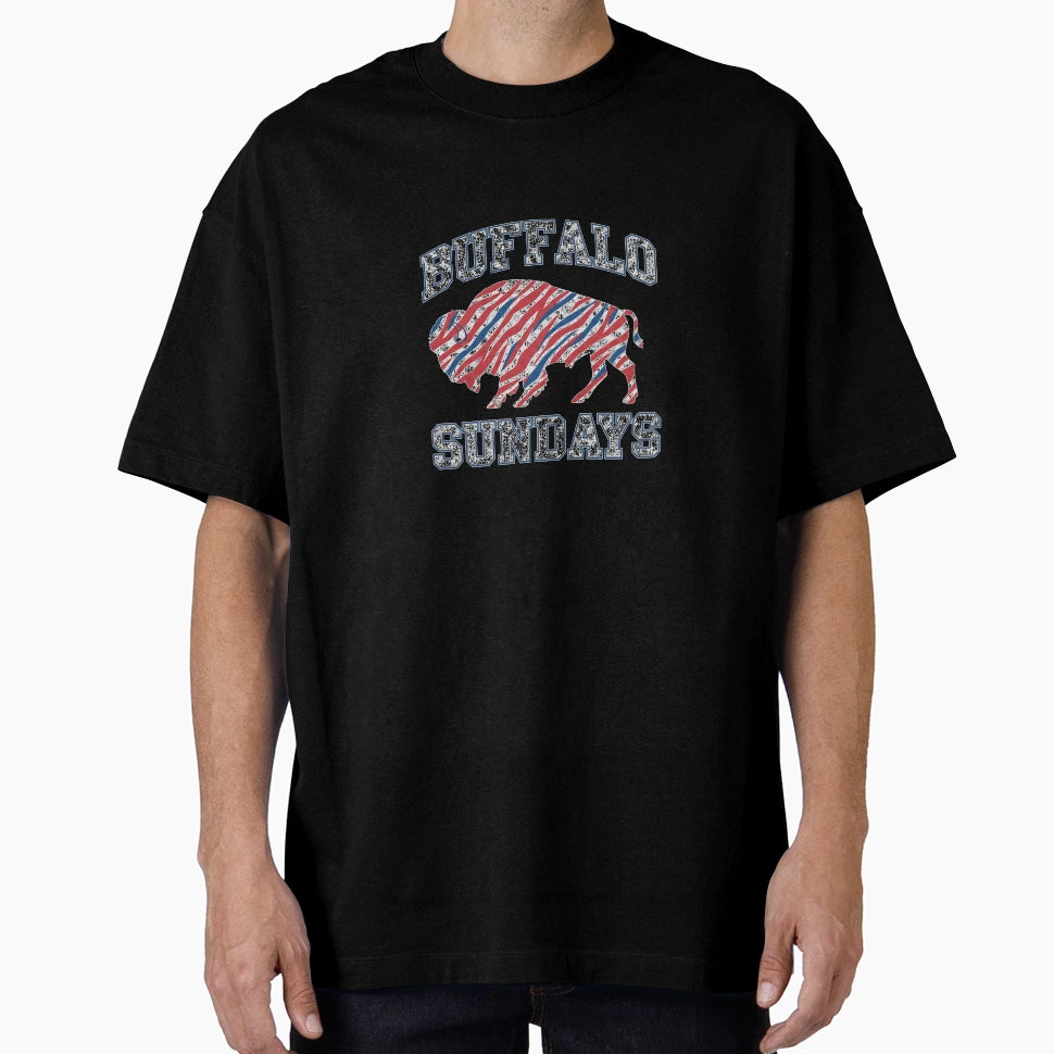 Buffalo Zebra Stripe Sunday Football T-Shirt - Fun Novelty Design Men Women - T-Shirt, Sweatshirt, Hoodie