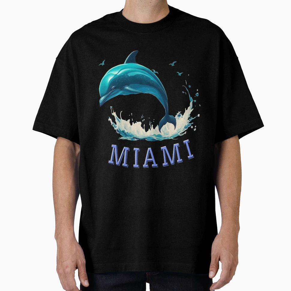 Dolphin Miami T-Shirt - Minimalist Print Men Women - T-Shirt, Sweatshirt, Hoodie
