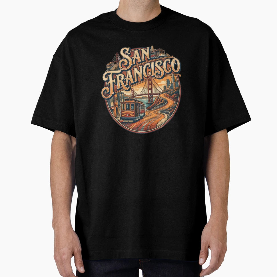 San Francisco Cityscape Travel Art T-Shirt - Novelty Apparel Men Women - T-Shirt, Sweatshirt, Hoodie