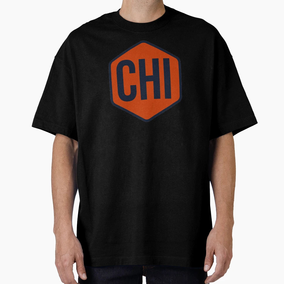 Chicago Hex Navy Orange T-Shirt - Fun Novelty Design Men Women - T-Shirt, Sweatshirt, Hoodie