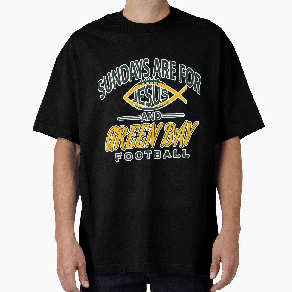 Sundays Are Jesus Green Bay Funny T-Shirt - Fun Novelty Design for Adults - T-Shirt, Sweatshirt, Hoodie