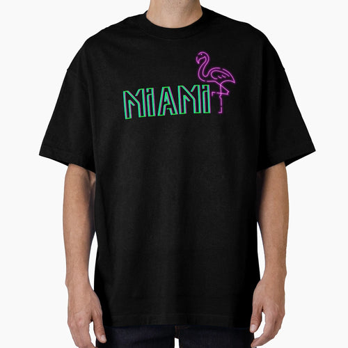 Miami Flamingo Neon Miami South Florida T-Shirt - Graphic Print Men Women - T-Shirt, Sweatshirt, Hoodie