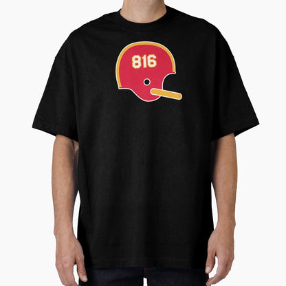 Kansas City Chiefs 816 Helmet T-Shirt - Unique Graphic Unisex - T-Shirt, Sweatshirt, Hoodie