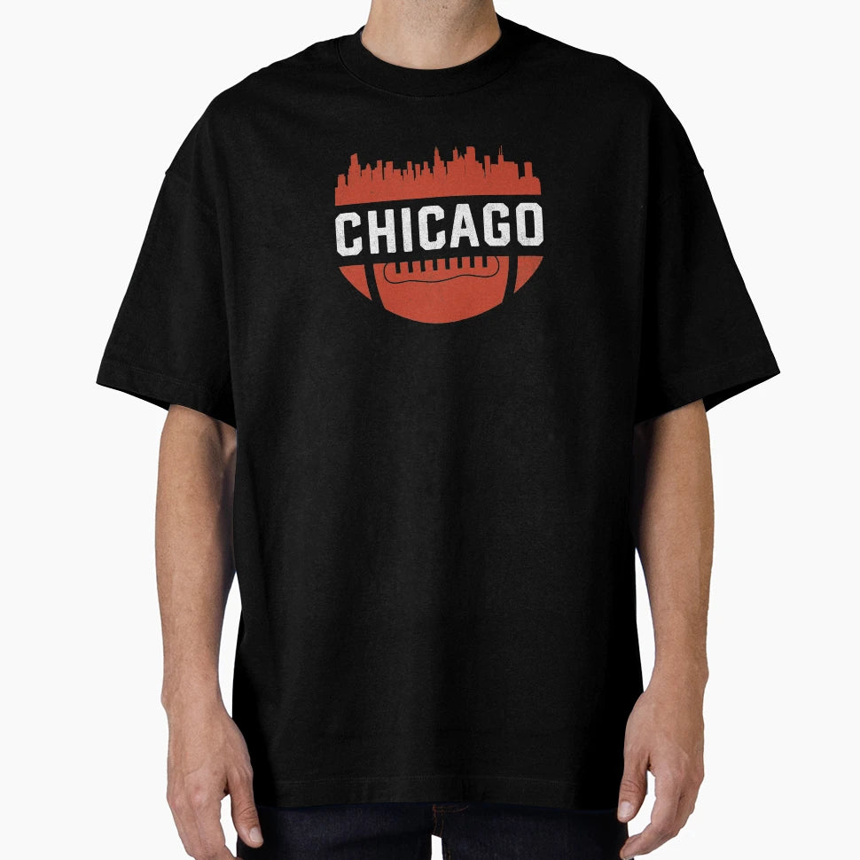 Chicago Illinois Skyline Football T-Shirt - Minimalist Print Men Women - T-Shirt, Sweatshirt, Hoodie