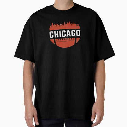 Chicago Illinois Skyline Football T-Shirt - Minimalist Print Men Women - T-Shirt, Sweatshirt, Hoodie