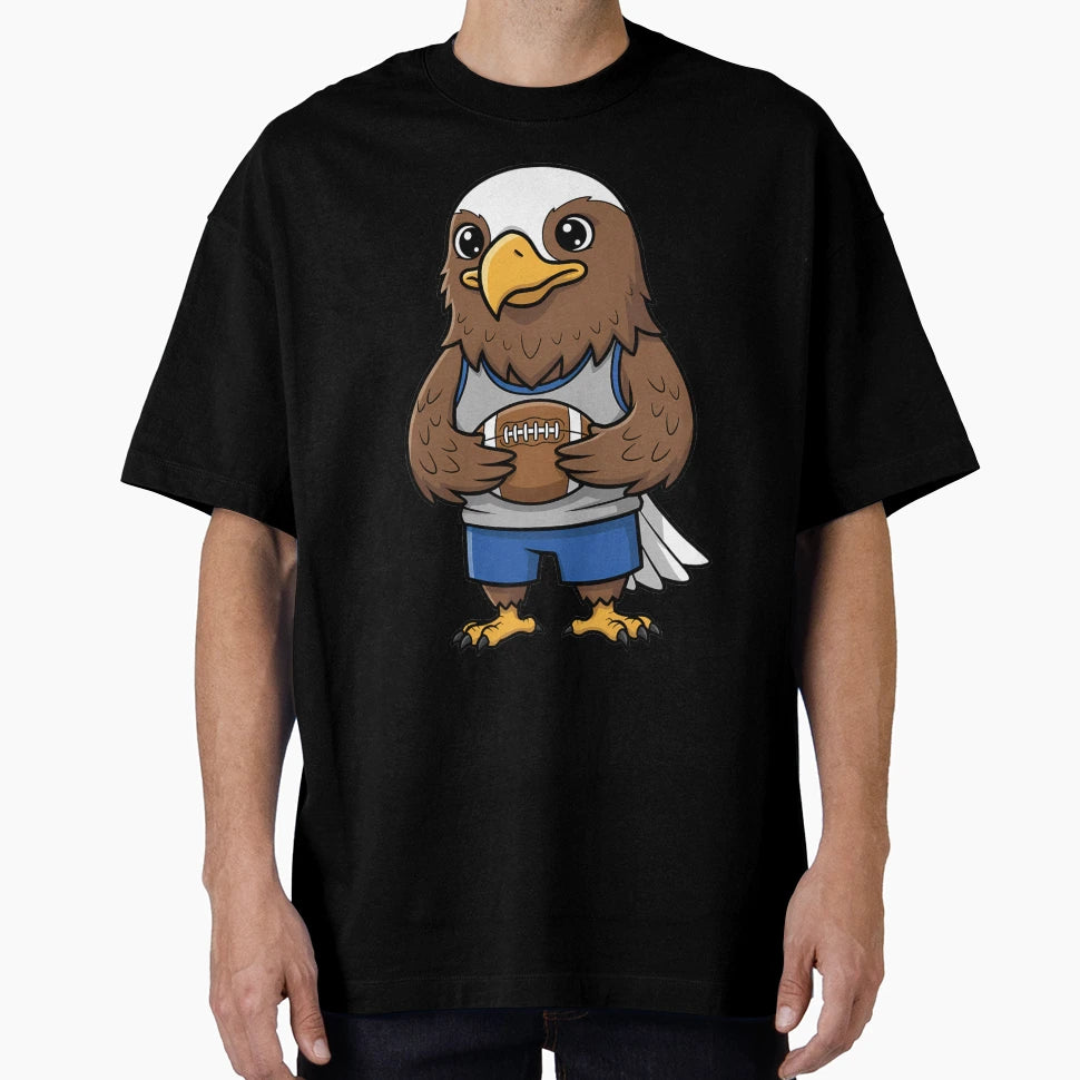 Eagle Football Mascot Sports Cartoon T-Shirt - Unique Graphic Unisex - T-Shirt, Sweatshirt, Hoodie