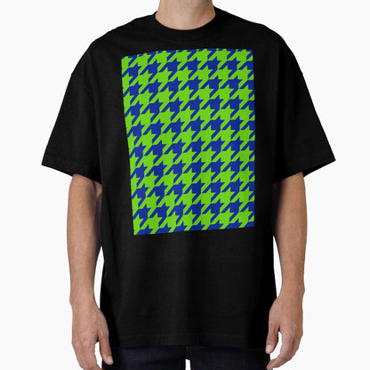 Green Blue Houndstooth Check Pattern T-Shirt - Graphic Print Men Women - T-Shirt, Sweatshirt, Hoodie