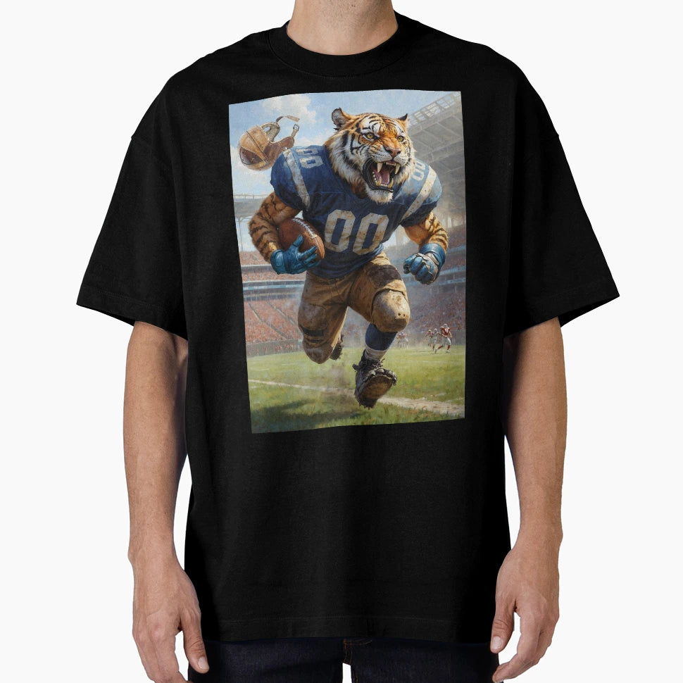 Old School Gridiron Tiger Mascot Football T-Shirt - Graphic Print Men Women - T-Shirt, Sweatshirt, Hoodie