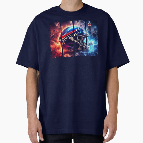 Buffalo Bills Helmet Fiery And Icy T-Shirt - Minimalist Print Men Women - T-Shirt, Sweatshirt, Hoodie