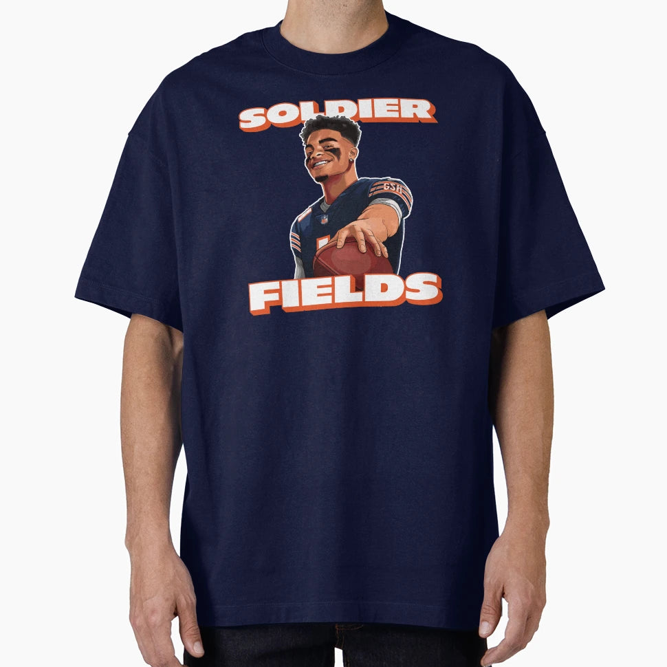 Soldier Fields Justin Fields Chicago T-Shirt - Fun Novelty Design Unisex - T-Shirt, Sweatshirt, Hoodie