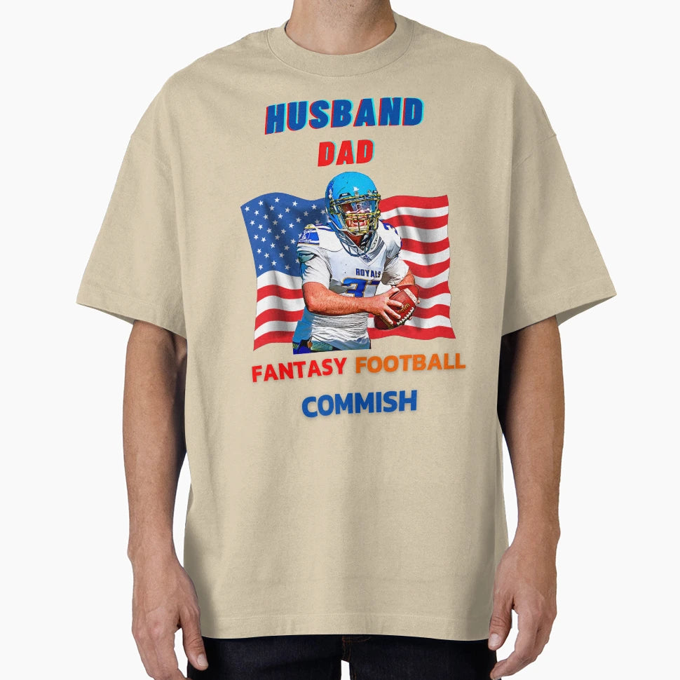 Husband Dad Fantasy Football Commish T-Shirt - Minimalist Print Men Women - T-Shirt, Sweatshirt, Hoodie