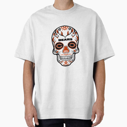 Sugar Skull Chicago Football T-Shirt - Novelty Apparel Unisex - T-Shirt, Sweatshirt, Hoodie