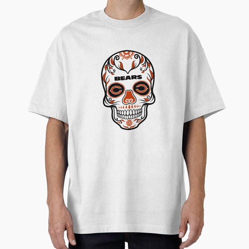 Sugar Skull Chicago Football T-Shirt - Novelty Apparel Unisex - T-Shirt, Sweatshirt, Hoodie