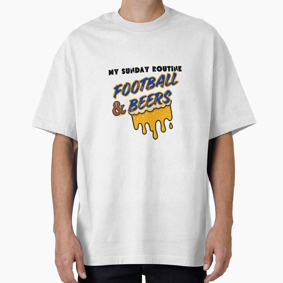 Football Beers Funny Sunday Routine Rams T-Shirt - Trendy Graphic Unisex - T-Shirt, Sweatshirt, Hoodie