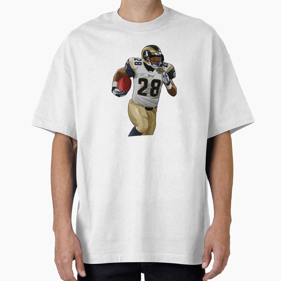Marshall Faulk 28 Carries Ball T-Shirt - Unique Graphic Men Women - T-Shirt, Sweatshirt, Hoodie
