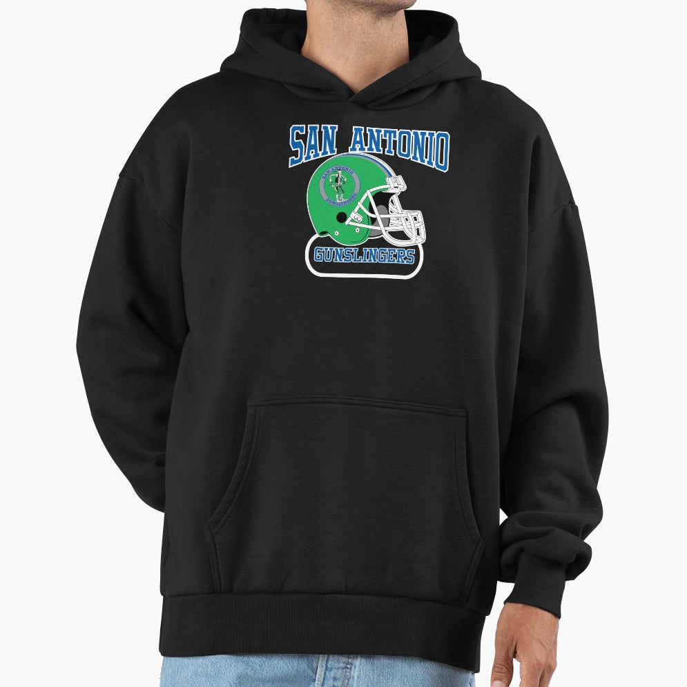 San Antonio Gunslingers Helmet Hoodie - Minimalist Print for Adults - T-Shirt, Sweatshirt, Hoodie