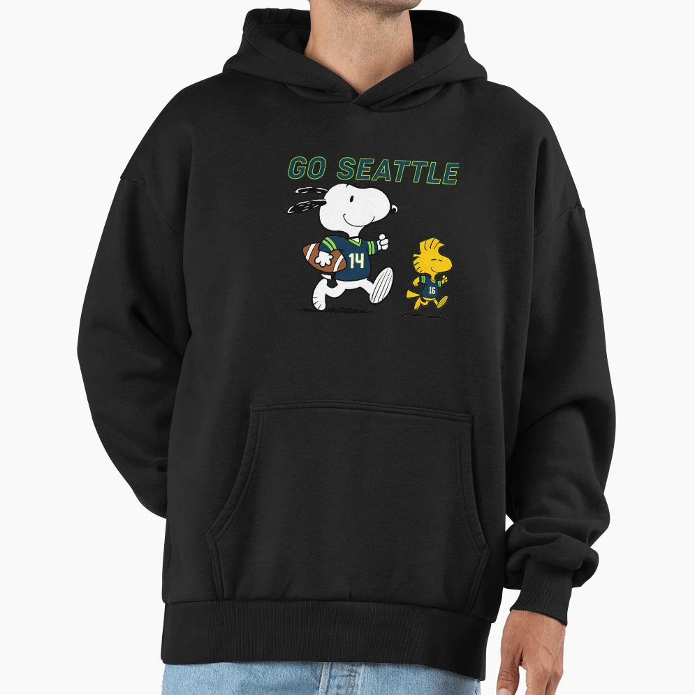 Snoopy Seattle Seahawks Football Go Hoodie - Graphic Print Men Women - T-Shirt, Sweatshirt, Hoodie