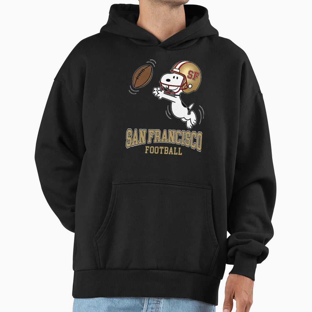San Francisco Football Snoopy San Hoodie - Novelty Apparel for Adults - T-Shirt, Sweatshirt, Hoodie