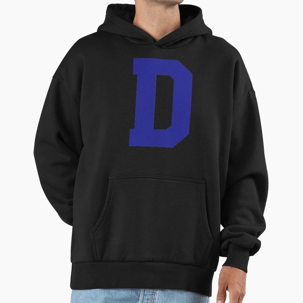 Alphabet Blue D Sports Letter D Hoodie - Graphic Print for Adults - T-Shirt, Sweatshirt, Hoodie