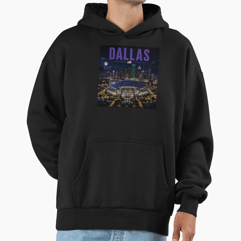 Dallas City Cinematic Stadium Hoodie - Custom Art Print for Adults - T-Shirt, Sweatshirt, Hoodie