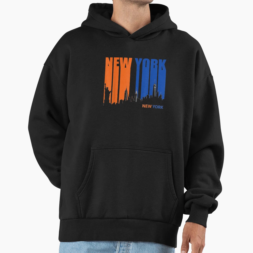 New York Three Stripes Weathered Blue Hoodie - Novelty Apparel Men Women - T-Shirt, Sweatshirt, Hoodie