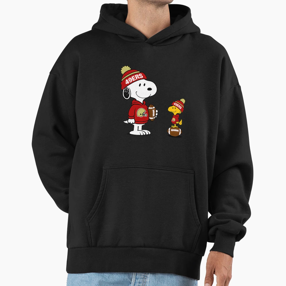 San Francisco 49Ers Snoopy And Hoodie - Custom Art Print Men Women - T-Shirt, Sweatshirt, Hoodie