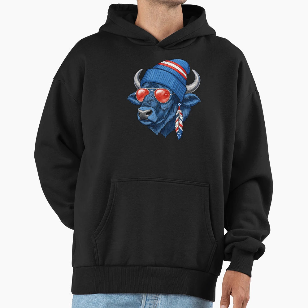 Patriotic American Buffalo Buffalo 4Th Hoodie - Streetwear Style Unisex - T-Shirt, Sweatshirt, Hoodie
