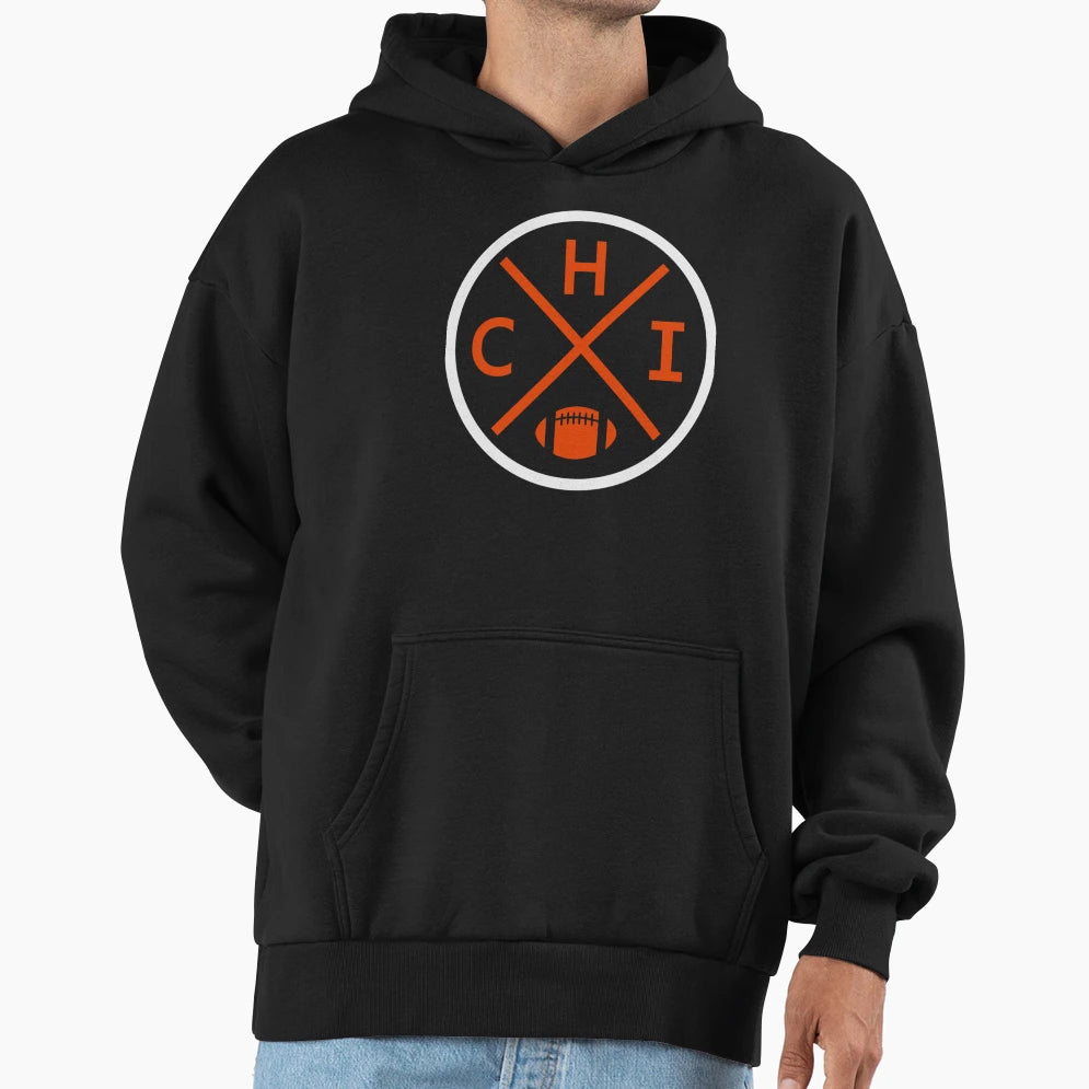 Chicago Football Emblem Chi Hoodie - Trendy Graphic Unisex - T-Shirt, Sweatshirt, Hoodie