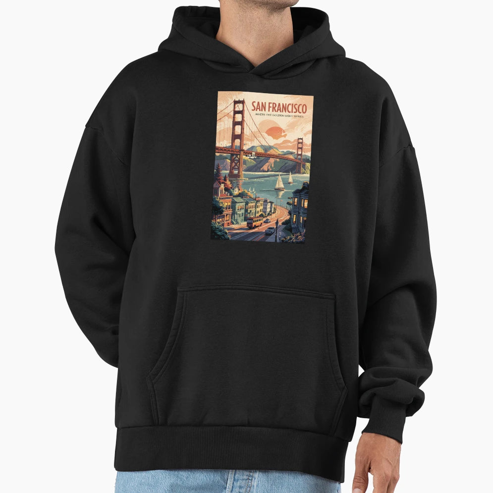 San Francisco California Skyline Travel Hoodie - Streetwear Style Unisex - T-Shirt, Sweatshirt, Hoodie